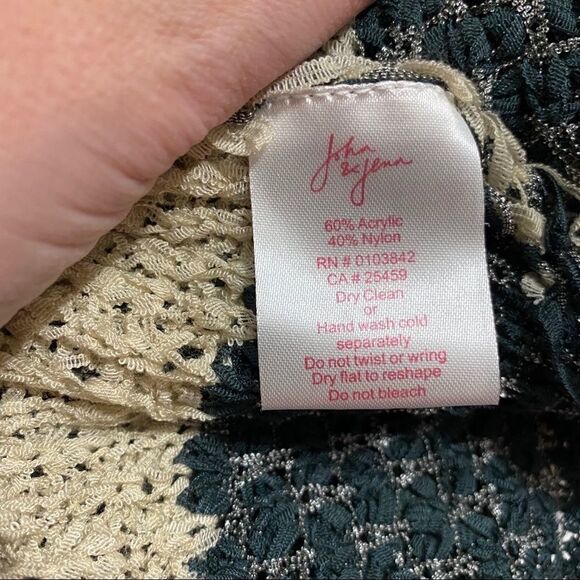 Anthropologie Cream Green Blue Open Knit Top Sz S - Picture 5 of 7